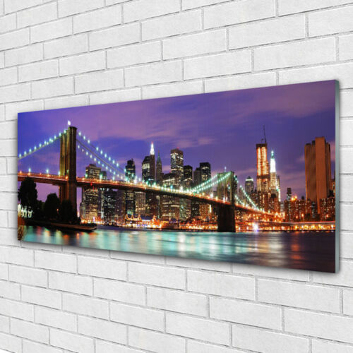 Print on Glass Wall art 125x50 Picture Image Bridge City Architecture - Picture 1 of 6
