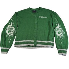 Harry Potter Wizarding World Slytherin green embroidered cardigan. Size XS