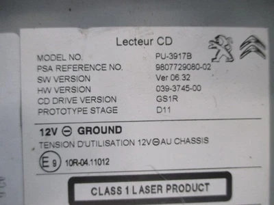 LECTEUR CD PEUGEOT 508 9807729080 2563311 - Photo 1/4