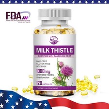 Organic Milk Thistle Capsules 1000mg Liver Cleansing Detox Repairing Formula Cap