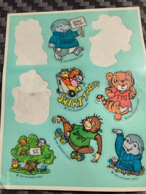 RARE Vintage 1982 Hallmark SHIRT TALES Sticker Sheet - Missing 3 Stickers -