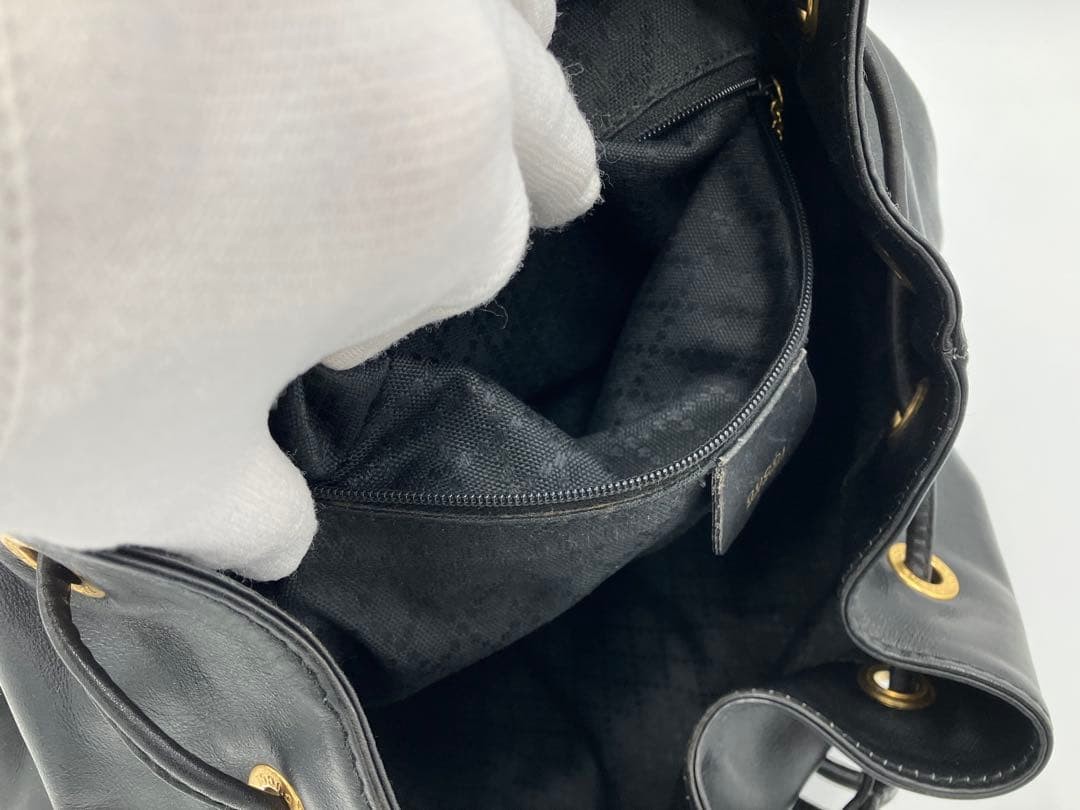 GUCCI Bamboo Drawstring Mini Backpack Rucksack Le… - image 18