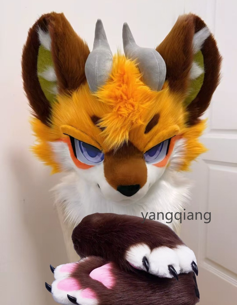Fursuit Long Fur Husky Fox Mascot Head Party Halloween Fur Cosplay