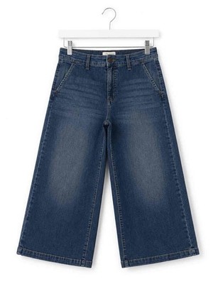 Ella Moss Wide Leg Cropped Trouser  Denim Jeans Size 12 Stretch NEW