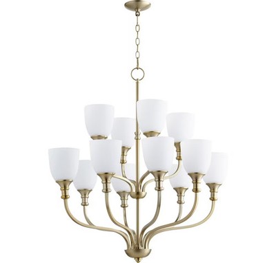 Quorum 6811-12-80 Richmond 34'' 12-Light Chandelier in Aged Brass