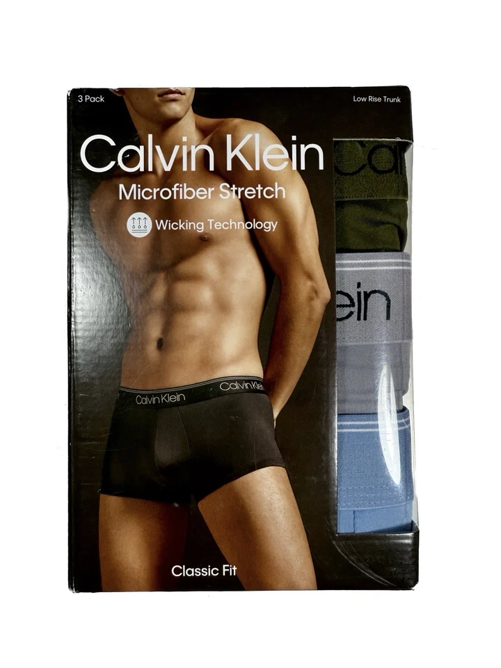 NWT Calvin Klein. 3 Pack. Micro Stretch. Low Rise Trunk. Olive. MSRP $47.50 - Image 2 of 4