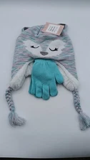 Girls Elli by Capelli Sleepy Fox Earflap Hat & Magic Glove Set