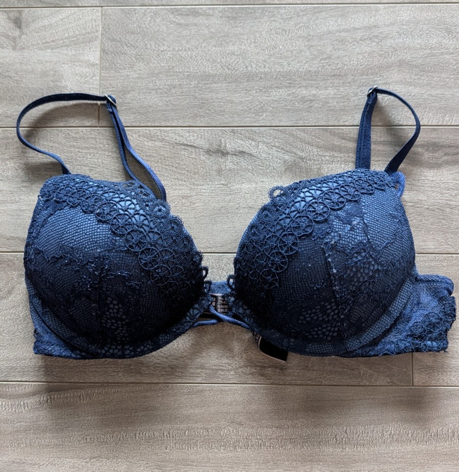 Victoria's Secret Bombshell Add 2 Cups Push Up Bra Dark Blue Size 30A