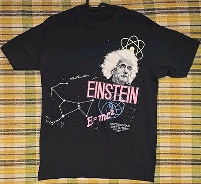 Vtg 1987 Albert Einstein Smithsonian Institution Black T-shirt, Size Small
