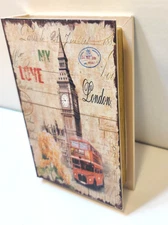 Vintage London England Decorative Hideaway Storage Book Box - 5" x 9"
