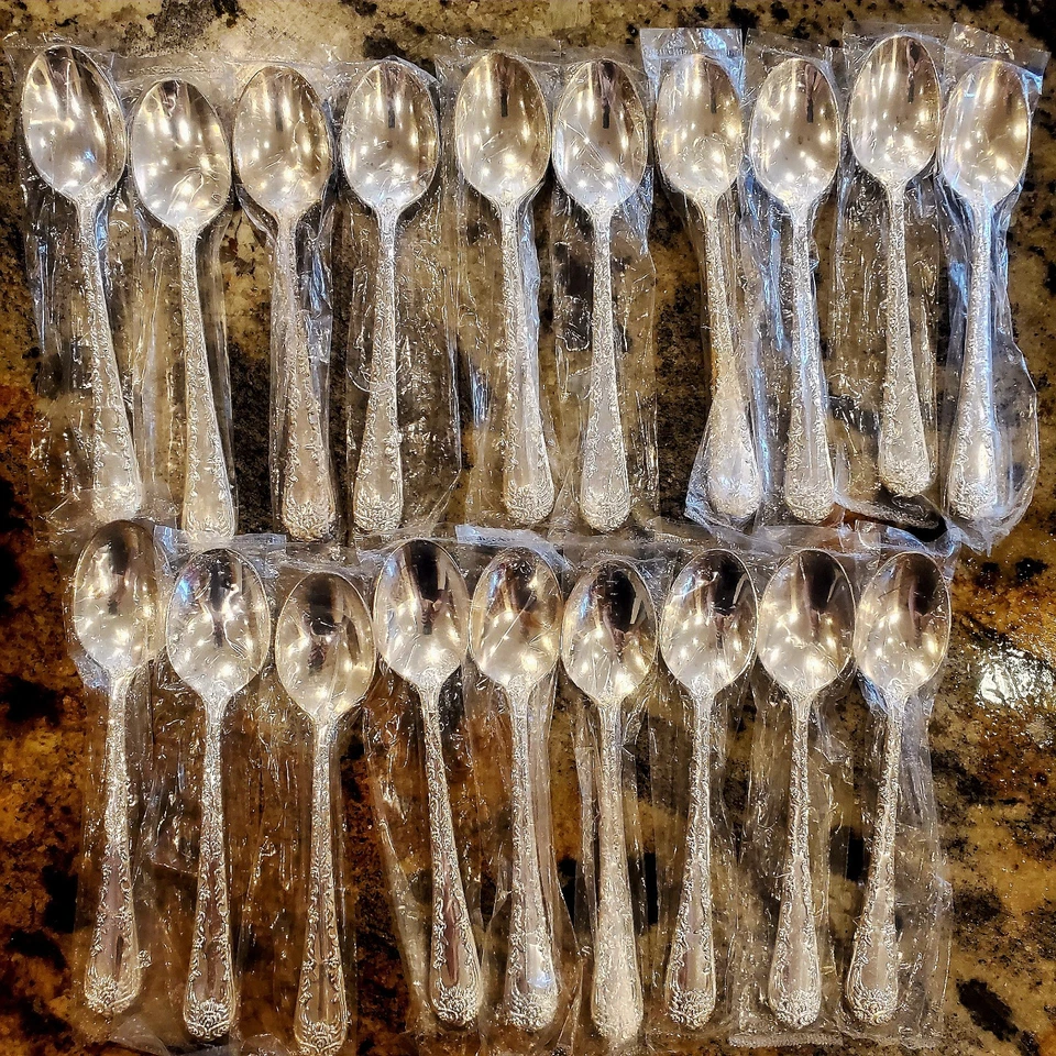 ENCHANTED ROSE Silverplate Flatware NEW IN BAGS  21 PIECES, 19 TEASPOONS - Image 2 of 4