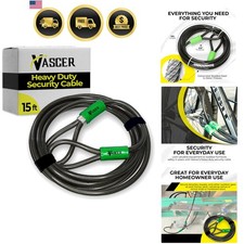 Heavy Duty Security Cable with Loops - 15 Feet 3/8" Bike Cable Lock Cut Resis...