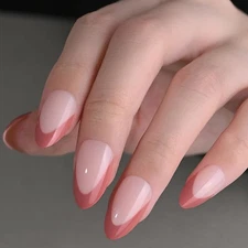 evpct French Tips Press on Nails Short Almond for Women Gift, Light Neutral +...