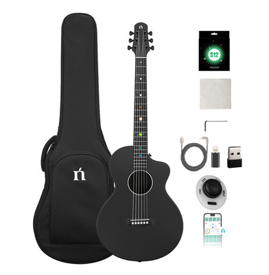 Natasha Asteroid 38'' travel carbon fiber acoustic electric smart guitar Black