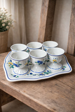 Service coquetier Villeroy & Boch Phoenix Blau – 6 coquetiers + plateau RARE 