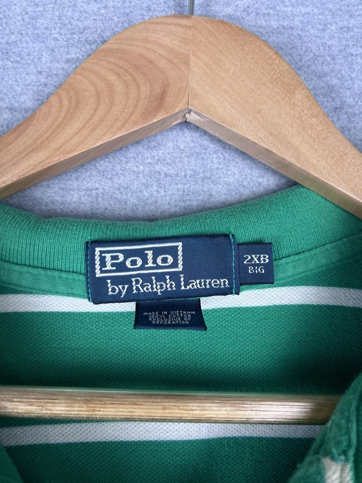Ralph Lauren Polo Rugby Striped Polo Size 2XB Green White - Image 4 of 4