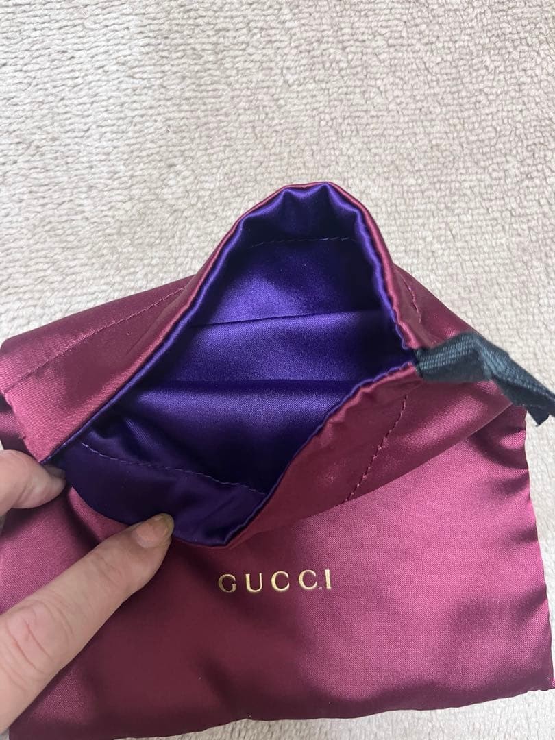 GUCCI Solid Mini Pouch Hand Bag Drawstring Satin … - image 24