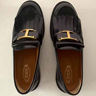 Tod's Damen Leder Loafer Monk schwarz EU 37 mit Quasten & Schnalle
