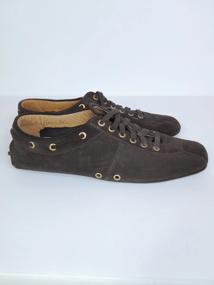 Prada El Original Zapato de Coche Mocasín de Cuero Italiano Hombres Talla 7.5 De Colección Raro Foto 2 de 4