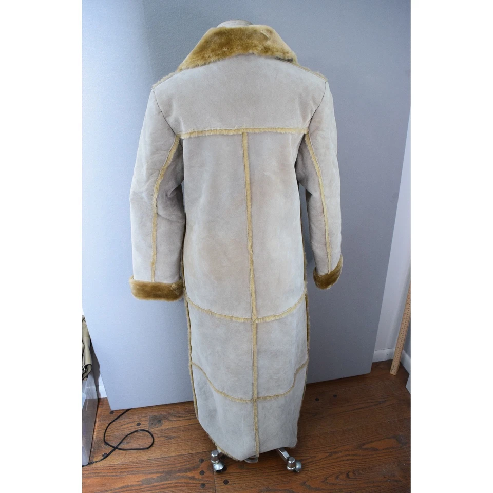 Abrigo largo para mujer Brandon Thomas pequeño de gamuza de cuero sintético Boho Penny Lane Foto 4 de 4