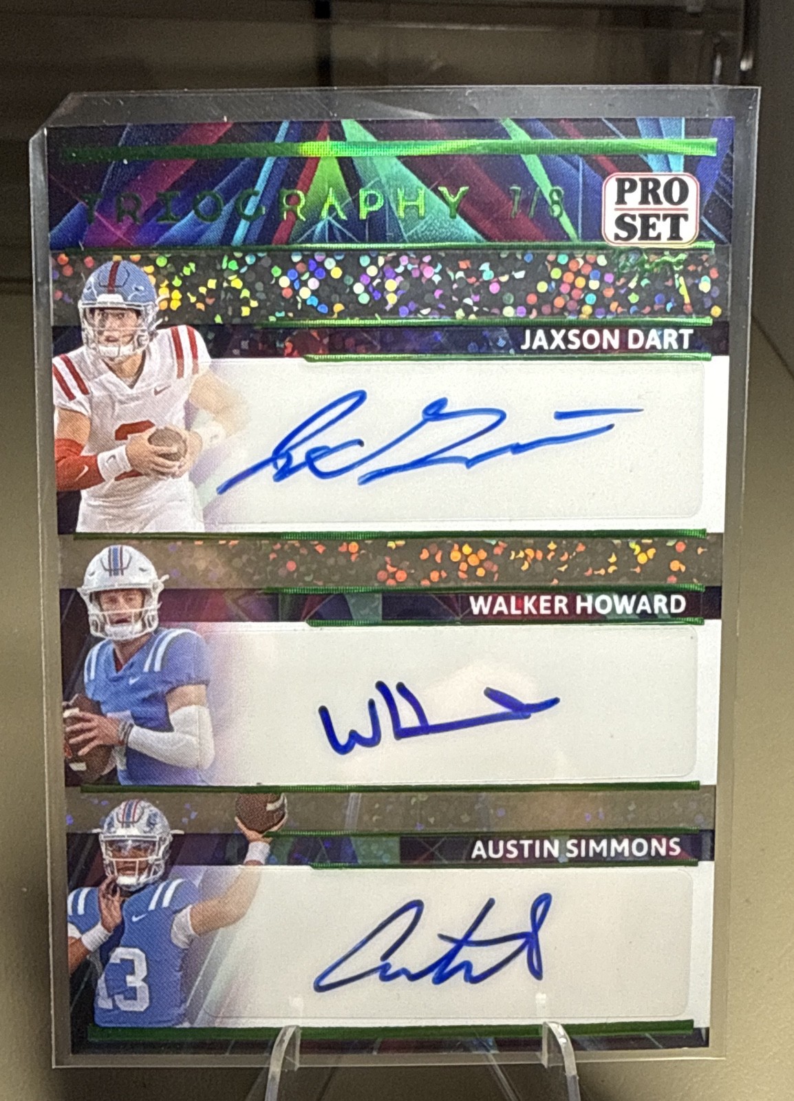 Jaxson Dart, Walker Howard, Austin Simmons Triography Olemiss Triple Auto /8