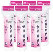 Swisspers Premium Cotton Rounds, Hypoallergenic, 80 Count, Pack of 6 480 Rounds