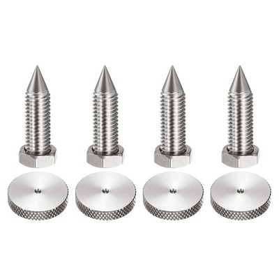 4pcs 316L Stainless Steel Speaker Spike Kit M10x40mm with Pad Silver