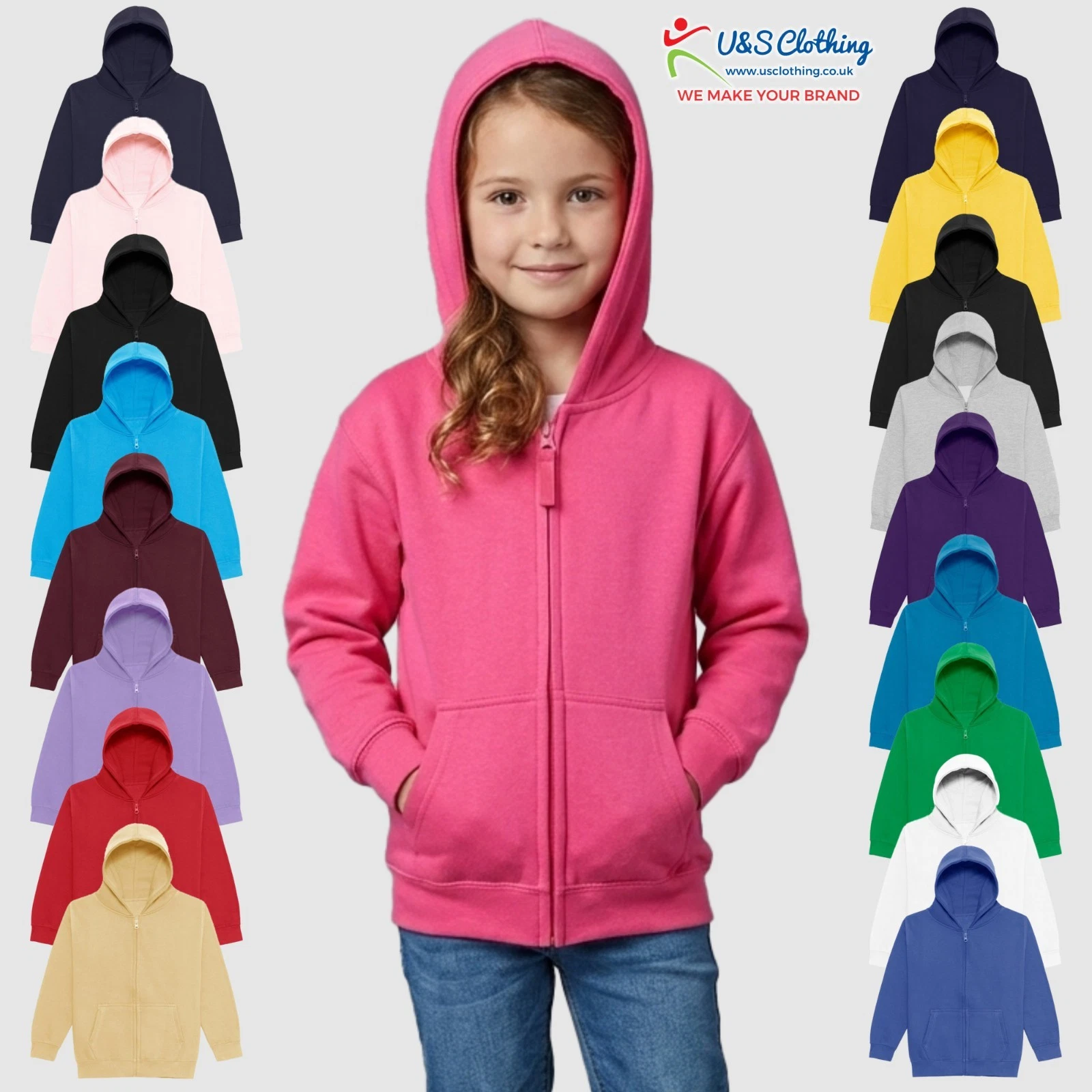 AWDis Kids Zip Up Hoodie Casual Boys Girls Plain Hooded Sweatshirt 3/4-12/13
Opens in a new window o