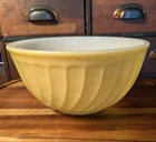Vintage Fire-King Yellow Swirl Mixing Bowl 8 Inch Script Logo For Nesting Sets