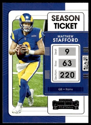 2021 Panini Contenders Season Ticket Matthew Stafford Los Angeles Rams #54
