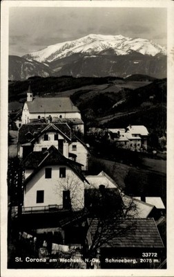Postcard St Corona am Wechsel in Lower Austria, view over the houses... - 5004234
