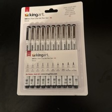 Fine Line Drawing Pens Set 10 Assorted Sizes Archival Black