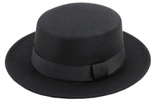Wide Brim Fedora Felt Hat Flat Top Hat Panama Pork Pie Hat for Women Men