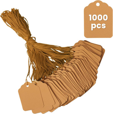 1000 Pcs 1.8X1.4 Inches  Kraft Price Tags with String, 250 GSM Brown Gift Tags w