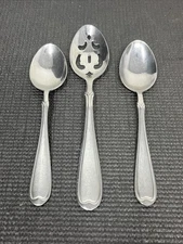 3 International SUMMERSET FROST Stainless Serving Spoons Pierced Slotted Lot Set