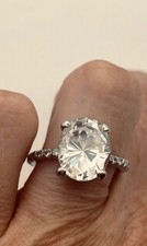 Vintage Clear Crystal 925 Sterling Silver Engagement Ring