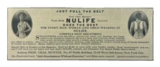 1912 Quack Medicine Print Ad Prof Chas Munter's NULIFE Girdle Corset Print Ad