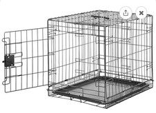 AMAZON BASICS DURABLE FOLDABLE METAL WIRE PET CRATE TRAY DOUBLE DOOR, 22X13X16