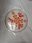 PYREX Friendship 475-C Glass Casserole Lid Birds Floral Pattern Red Yellow