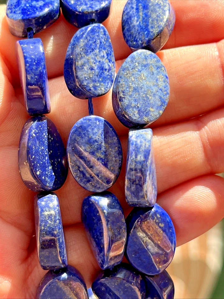 Lapislazuli Lapis Perlen Oval geschwungen 18 mm 22 Stück Edelstein Kristall DIY - Bild 2 von 4