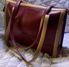 Tous Vintage Maroon Tan Double Handle Handbag
