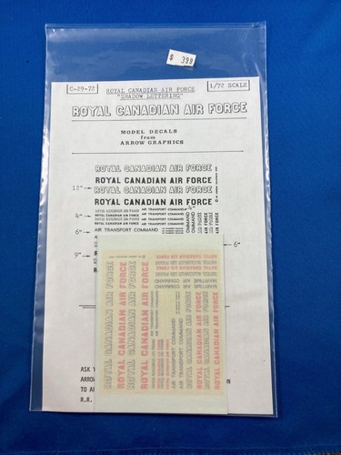 ARROW GRAPHICS DECALS 1/72 - RCAF SHADOW LETTERING - C-29-72 | eBay