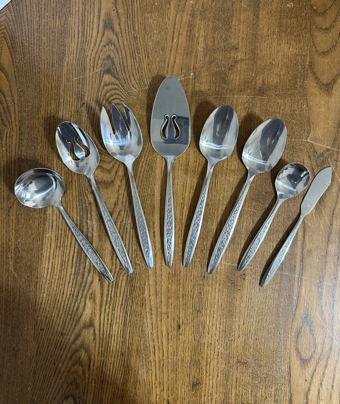 Customcraft Stainless CUS5 Serving Lot ~Spoons~Pie Butter~Sugar~Butter 8pc EUC