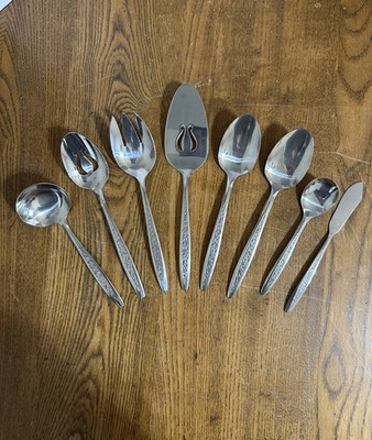 Customcraft Stainless CUS5 Serving Lot ~Spoons~Pie Butter~Sugar~Butter 8pc EUC