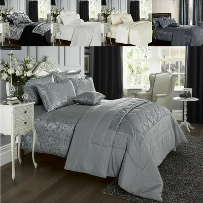 3 Piece Quilted Luxury Cleo Bedspread Bedding Set Double King Size Bed Throws - Image 1 of 4