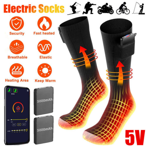 5000mAh USB Beheizbare Socken Akku Beheizte Socken Fußwärmer Unisex Heizsocken - Bild 1 von 22