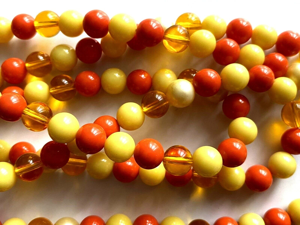 Vintage Chico's Doré Larme Forme Pendentif Orange Plastique Perle 19  Collier