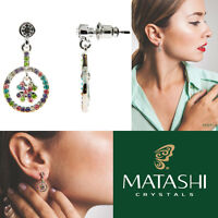 Rhodium Plated Earrings W/ Clove Design & Quality Color Crystals By Matashi on sale Rhodium Plated Earrings W/ Clove Design & Quality Color Crystals By Matashi on sale