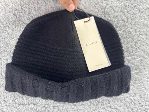 Will + Bear Black Wool Beanie Unisex Adult Stalking Cap One Size - Picture 2 of 6