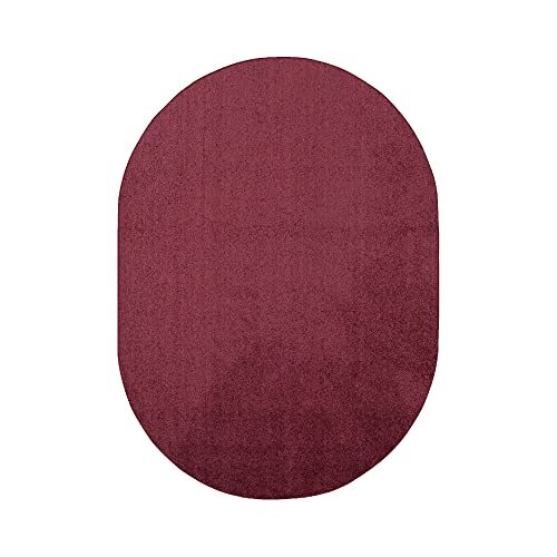 Modern Indoor/Outdoor Commercial Solid Color Rug - Pet 2' x 4' Oval Cranberry - Picture 2 of 7